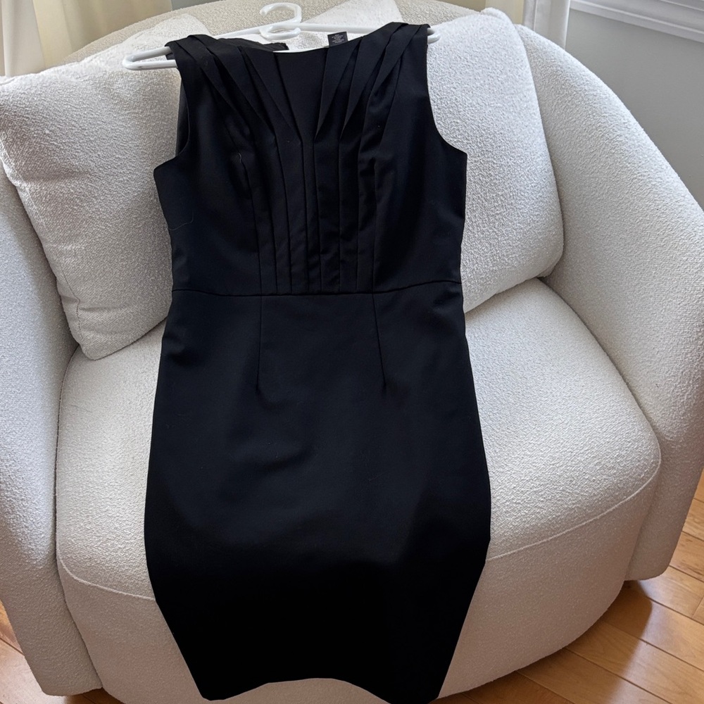 Ann Taylor Black Pleated Midi Dress